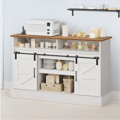 47  Kitchen Buffet Cabinet Wine Bar Cabinet Liquor Pantry W/Floating Shelf White • $178.47