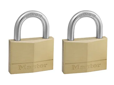  Master Lock Solid Brass 50mm Padlock 5-Pin - Keyed Alike X 2 MLK150T • £20.64