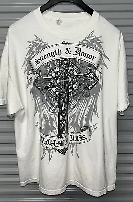 Miami Ink  Strength & Honor  Crucifix Angel Wings Graphic T-Shirt Adult Size 2XL • $36.99