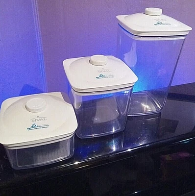$42.50 • Buy Rival Seal A Meal Vacuum Sealer Canister Containers Set Of THREE (3)