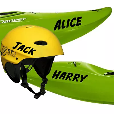 2 X Personalised Kayak Name Sticker DecalCanoe Helmet Name Sticker Decal. FT9 • £3.25