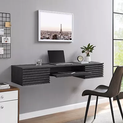 Modway Render 60  Mid-Century Modern Wall-Mount Office Desk In Charcoal • $215.70