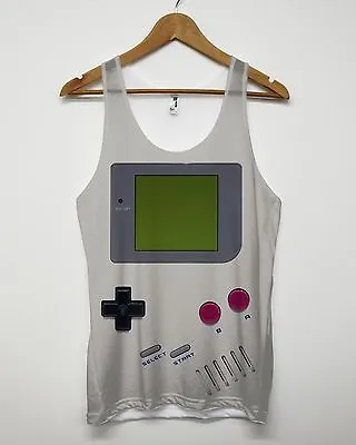 Hand Held Retro Game Boy All Over Print Vest Funny Vintages 90's Style Men Women • £18