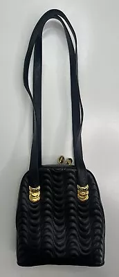 Valentino Orlandi Shoulder Bag Quilted Black Leather Zip-Around Gold Hardware • $40