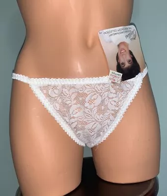 Vtg Olga String Bikini  L 7 90’s NEW NWT Christina Stretch Lace Panties White • $28