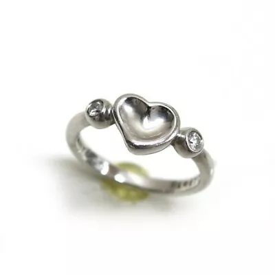 Tiffany & Co Elsa Peretti 2P Diamond Full Heart Ring Used Ladies Jewelry • $326.21
