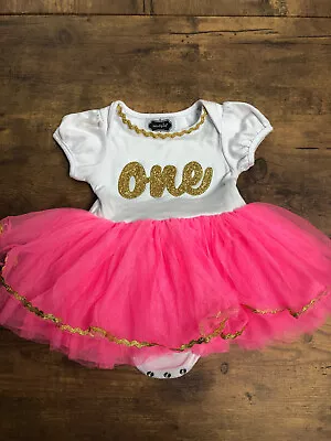 MUD PIE First Birthday One Pink Tutu Dress Sz 9-12 Months • $16.99