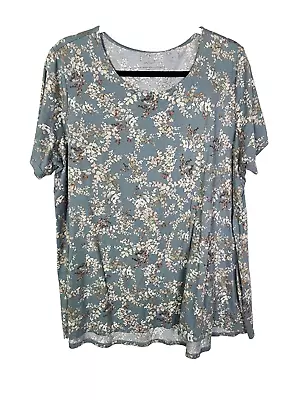 J Jill Pure Jill Scroop Neck Elliptical Tee Short Sleeve Pima Cotton Floral XL • $20