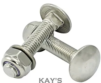 M5 Carriage Bolts Cup Square Coach Screws Washers Nyloc Nuts A2 Stainless Steel • £3.68