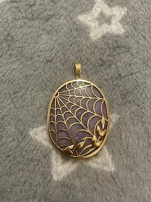 Stunning Antique 15 Ct Gold Amethyst Spider Web Pendant 17.5 Grams 4.2 X 3.3 Cm • £380