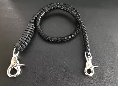 Handmade Wallet Chain - Biker Chain Genuine Leather Black 8 Mm -18 Inch • $29