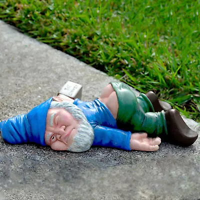 Funny Drunk Dwarf Garden Gnome Decor Yard Patio Ornament Rude Passed Out Statue • $16.99