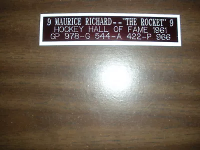 Maurice Richard (canadiens) Hof  Nameplate For Signed Puck Display/jersey Case • $7.95