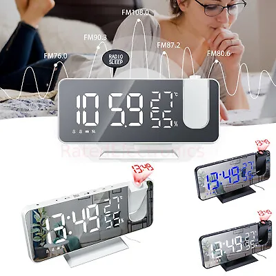 Desk Dual Alarm Clock LCD LED Digital Time Projection FM Radio Snooze Timer USA • $16.50
