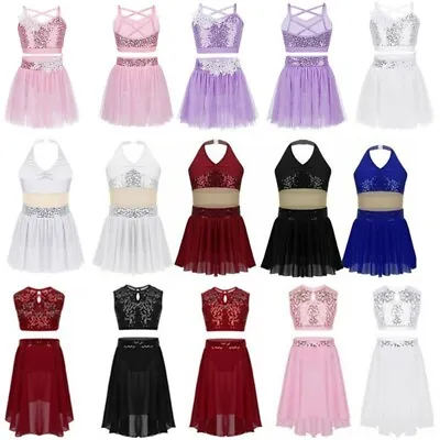 Kid Girls Lyrical Ballet Dance Dress Modern Contemporary Outfit Ballroom Costume • $23.21