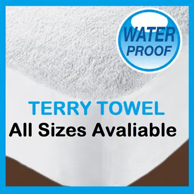 100% Waterproof Terry Toweling Mattress Protector / Cot Bed / Pillow Protector • £9.95