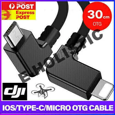 $9.95 • Buy 90° Micro USB Cable Type C OTG 30cm For DJI Spark Mavic Pro IPad IPhone Android