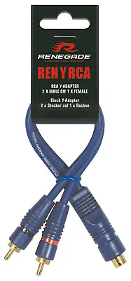 RENEGADE RCA PHONO Y SPLITTER CABLE 2 MALE To 1 X FEMALE CAR AMP SUB LEAD ! • £5.99