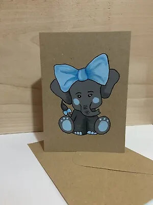 £2.85 • Buy Elephant Card Hand Painted |ideal For Birthday Adults Or Kids Or New Baby