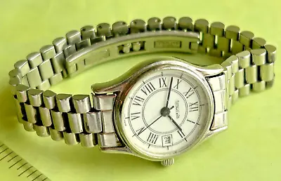 Vtg Tiffany & Co Stainless Steel Ladies WATCH Classic Quartz Atlas Roman Dial • $429.99