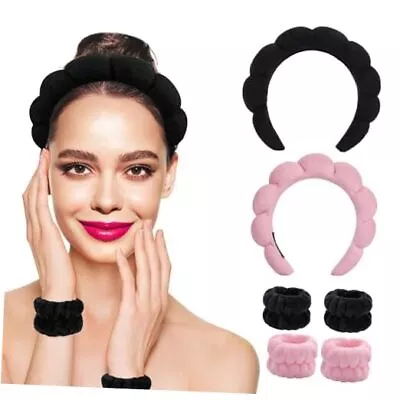 Makeup Headband Spa Headband For Washing Face 6-pack Skincare Pink&Black • £20.77