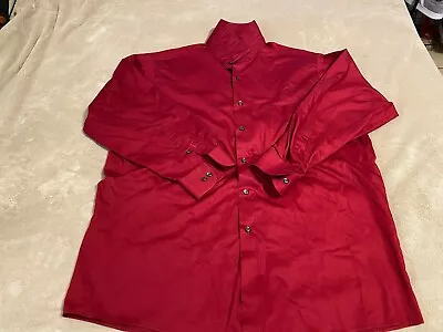 Van Heusen Shirt Mens XL Maroon Red Long Sleeve Button Up Regular Fit Stretch • $10.99