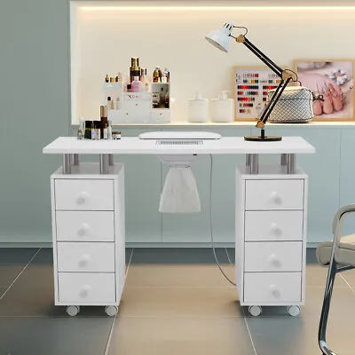 8-Drawer Manicure Nail Table Cabinet Station Desk Nail Art Beauty TechnicianDesk • £199.95