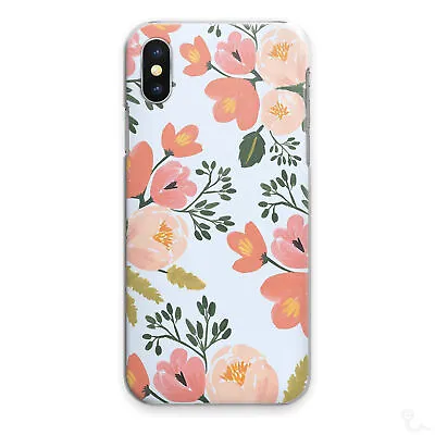 Peach Floral Print Phone Case Flower Print Hard Cover For Apple Samsung Huawei.. • £5.19