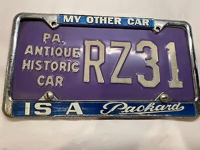 Pennsylvania Antique Historic Car License Plate With Packard Frame  • $75