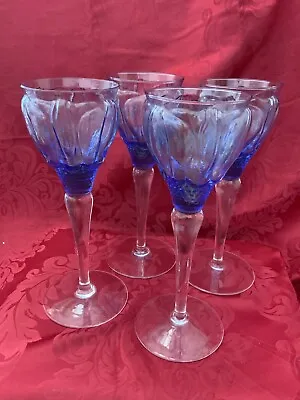 FLAWLESS Crystal IVV Italy 4 VENETIAN WINE GOBLETS From Mrs Henry Ford’s Estate • $325