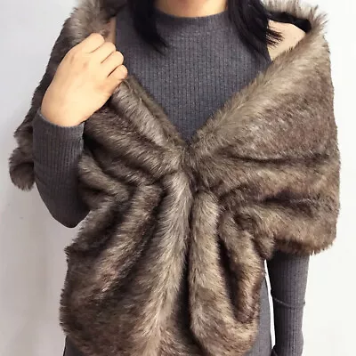 Faux Fur Scarf Collar Women's Warmer Shawl Stole Neck Scarves Wraps Gift • $18.96