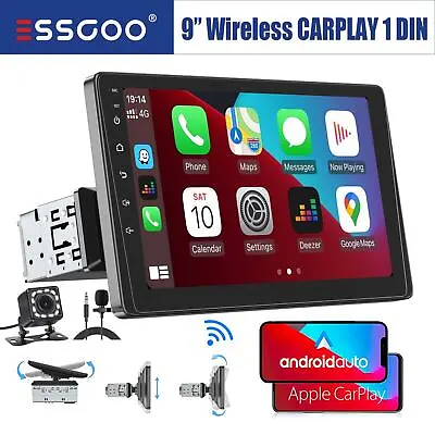 9  Car Stereo Radio 1 DIN Wireless Carplay Android Auto Touch Screen Camera MIC • $100.99
