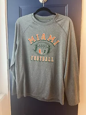 Miami Hurricanes Champion Long Sleeve Shirt Men's Grey DRI Fit • $30