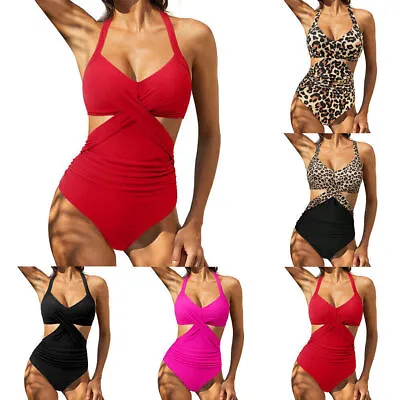 Woman's Sexy Padded Push Up Monokini One Piece Cutout Swimwear Swimming Costume • £18.16