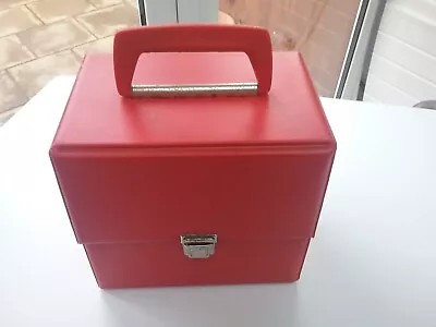 Vintage Vinyl Red Record Box Storage  Carry Case 7  Singles 45rpm • £8.20