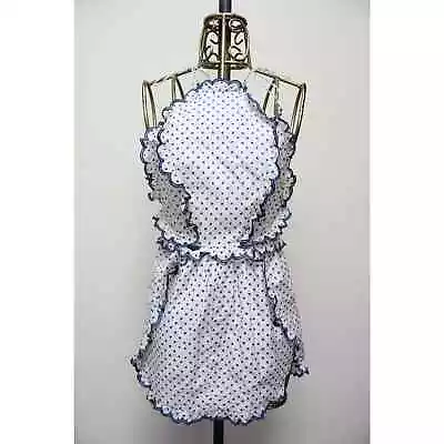 Zimmermann Cream Blue Polka Dot Scallop Ruffle Halter Mini Tulip Dress 0/US 4 • $229