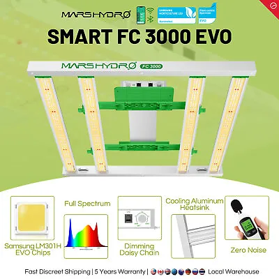 Mars Hydro Smart FC 3000 Samsung LM301H EVO 300W LED Grow Light For 3x3ft Tent  • $228.99