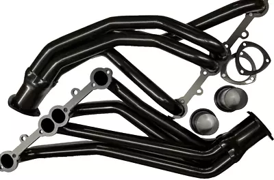 1963-82 Corvette Black Long Tube Headers Sbc 305 327 350 400 Chevrolet Vette • $198.95