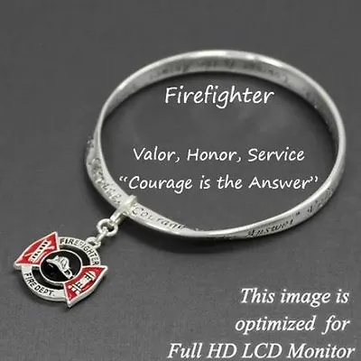 FIREFIGHTER Mobius Bangle Fire Dept Charm Bracelet-& Inspirational Prayer Card • $14