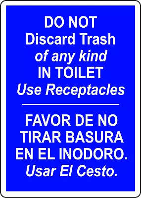 DO NOT DISCARD TRASH OF ANY KIND IN TOILET USE | Adhesive Vinyl Sign Decal • $8.99