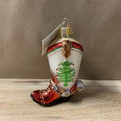 Old World Christmas Cowboy Boot Tree Ornament Glass Decoration Western • $15.29