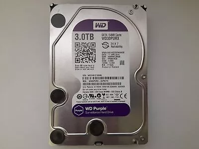 Western Digital Purple Surveillance WD30PURX-64P6ZY0 3TB 3.5  Desktop Hard Drive • £39.99