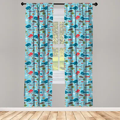 Nautical Curtains 2 Panel Set Nursery Doodle Theme • £20.99