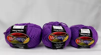 New~ Mary Maxim ULTRA MELLOWSPUN DK Yarn #837 GREAT GRAPE ~ Purple~LOT OF 3 • $17.95