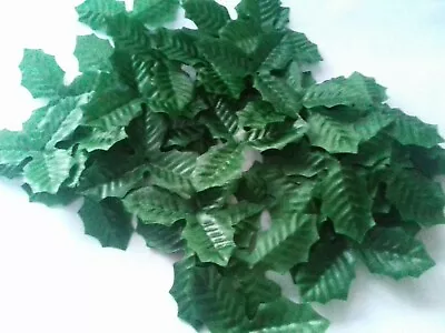 50 SMALL Triple HOLLY Silk LEAVES/CRAFTS/DECORATION/WEDDING/FLOWERS/CHRISTMAS • £3.99