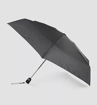 Totes Travel Traveler Auto Open Close Compact Umbrella 42''- 48'' Gray Black  • $19.99