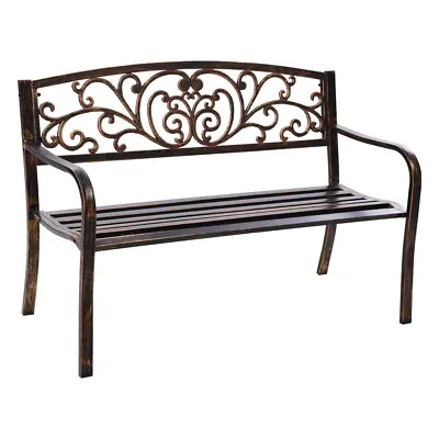 Gardeon Garden Bench Seat Steel Outdoor Patio Park Lounge Backyard Chair Bronze • $116.61