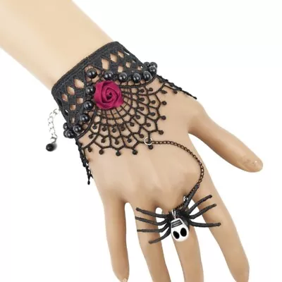 Lace Bracelet Finger Hand Chain Harness Bracelet Halloween Jewelry • £6.29