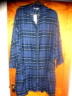 Nwt George Long Sleeve Collared Green/blue Tartan Shirt Dress Size 24 • £7.50