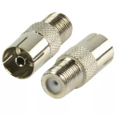 F Type Socket To Female Coax Socket Screw On Adaptor / Connector RF Aerial • £2.25